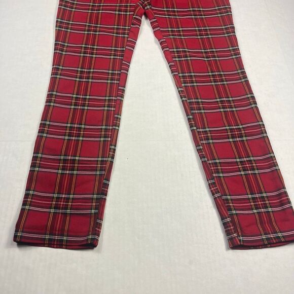 Tommy Hilfiger Skinny Cigarette Pants Plaid Tartan Check Holiday 90s Pull On 10 - Picture 2 of 11